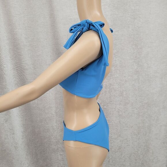 Revolve X Tularosa Tiff Top in Blue and Matching Bottoms Bikini Swimsuit Set - Picture 4 of 10